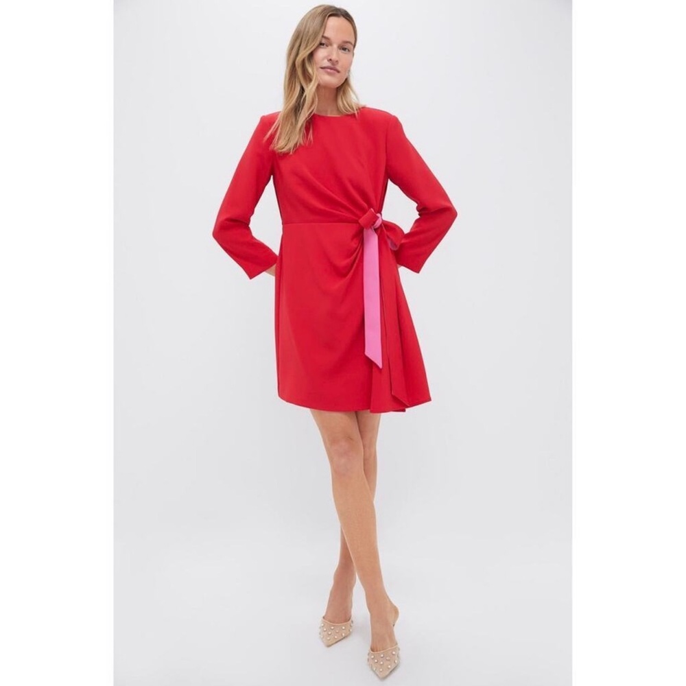 Tuckernuck | Romantic Poppy Hot Pink Sienna Mini Dress Tie Wrap Bow ~ NWT Medium - Picture 4 of 14